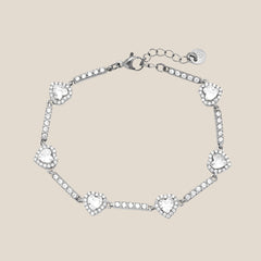 Diamond Hearts And Line Chain Armband