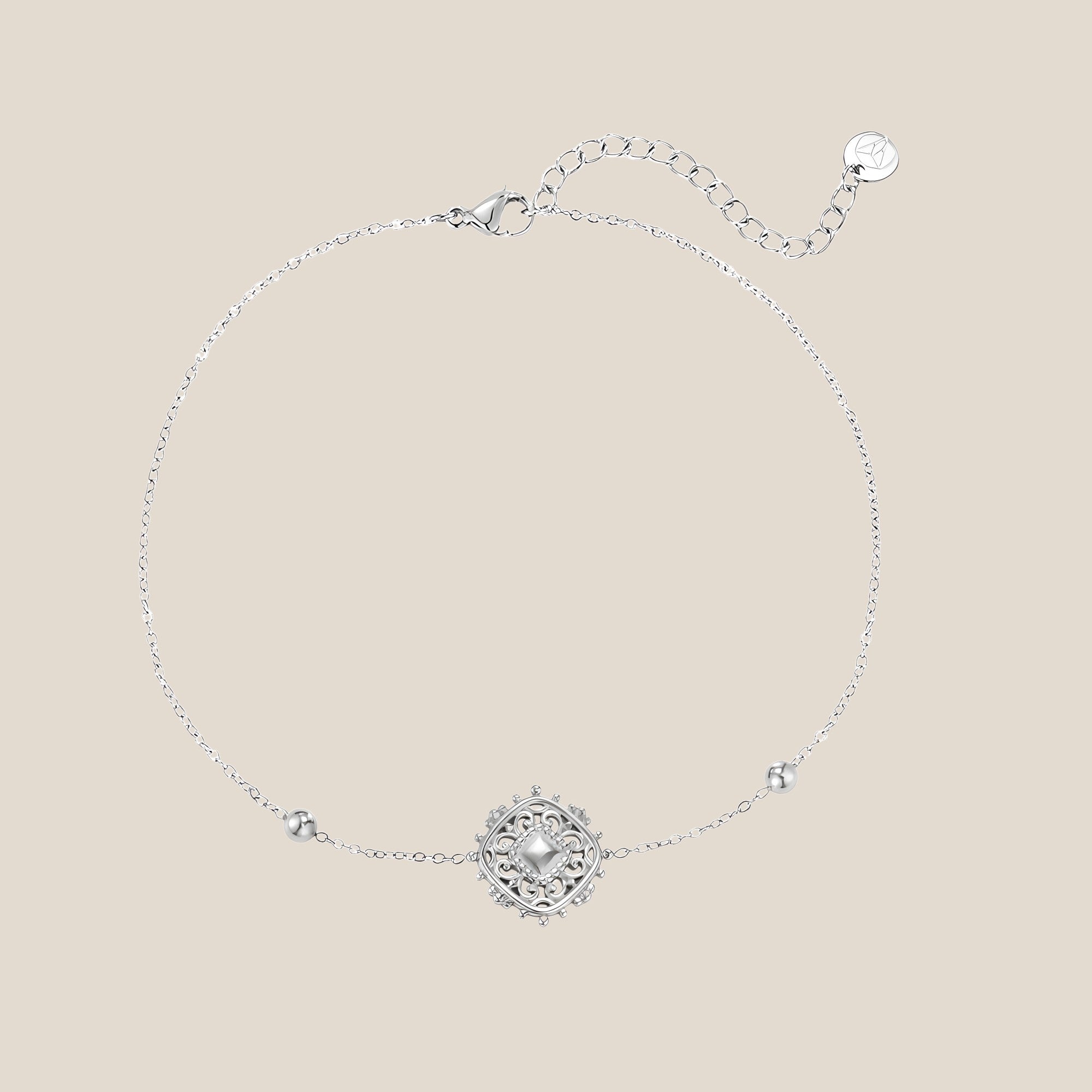 Hollow Pattern With 2 Shimmer Balls Armband