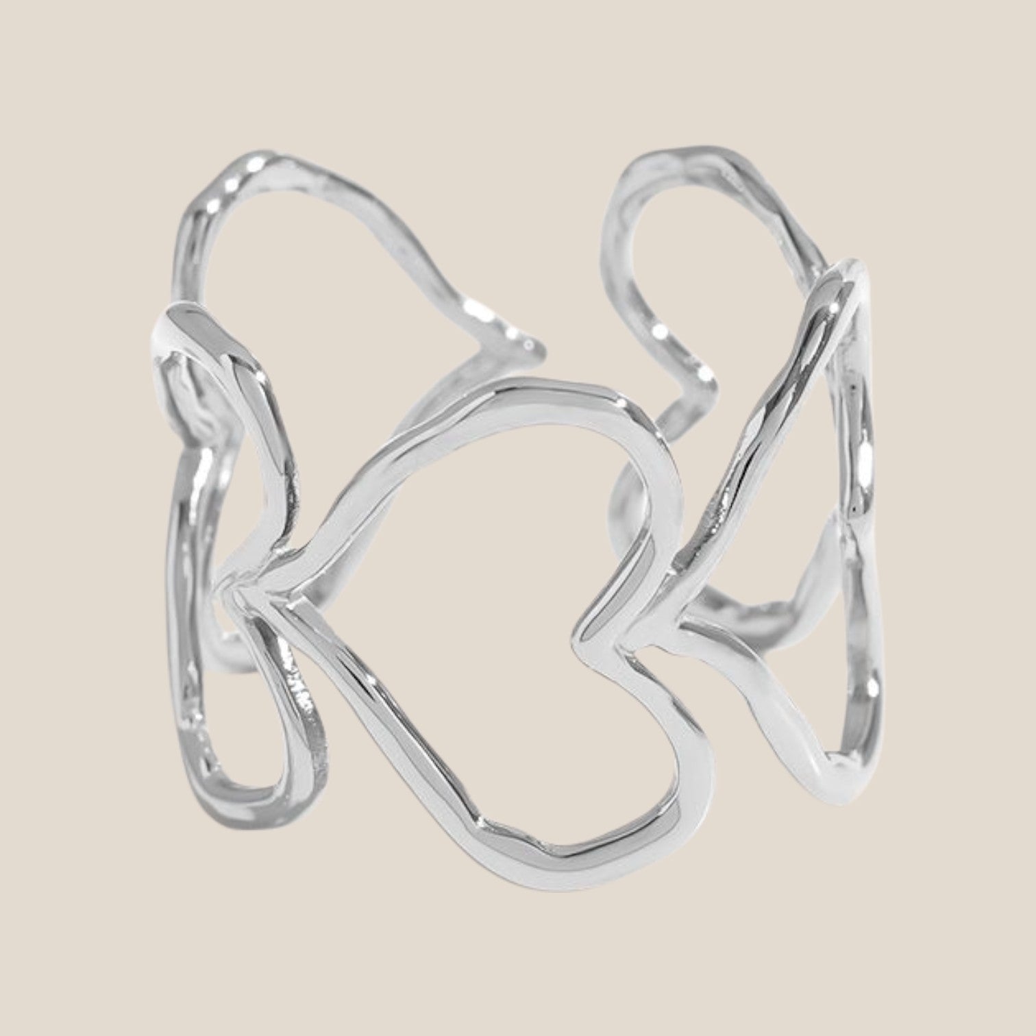 Many Doodle Hearts Edelstahl Ring