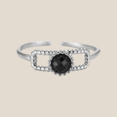 Round Black Diamond Edelstahl Ring